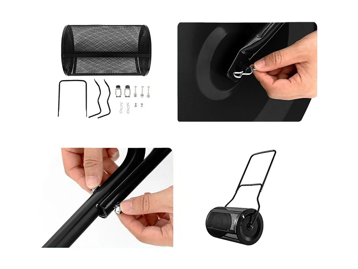 80L Kompoststreuer mit U-Griff & Mesh-Korb Torfstreuer Düngerstreuer Komposter Schwarz