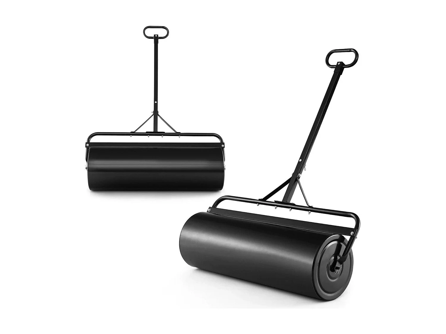 Rasenwalze aus Metall Gartenwalze zur Befestigung Graswalze 99 x 30 x 137 cm Schwarz