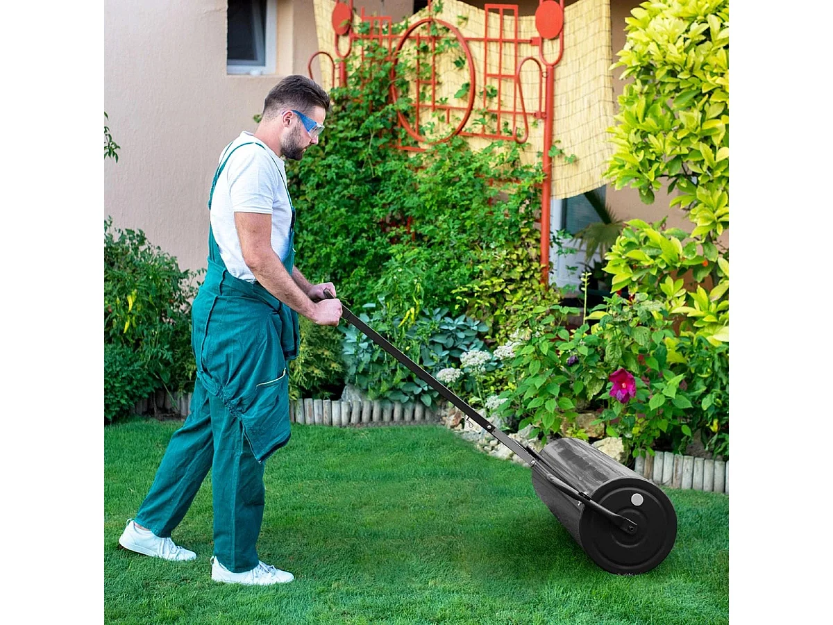 Rasenwalze aus Metall Gartenwalze zur Befestigung Graswalze 99 x 30 x 137 cm Schwarz