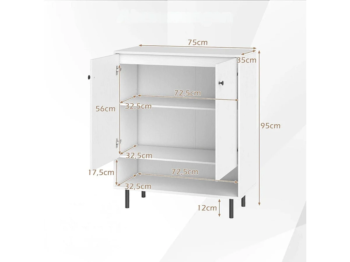 Sideboard Träbyrå med justerbara hyllor Vit köksbyrå