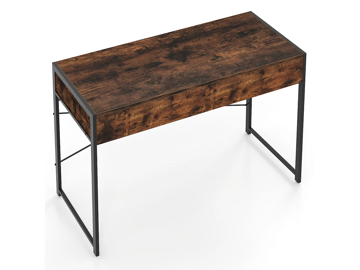 Scrivania per computer con 2 cassetti Scrivania compatta Tavolo da lavoro Tavolo da toilette Marrone rustico