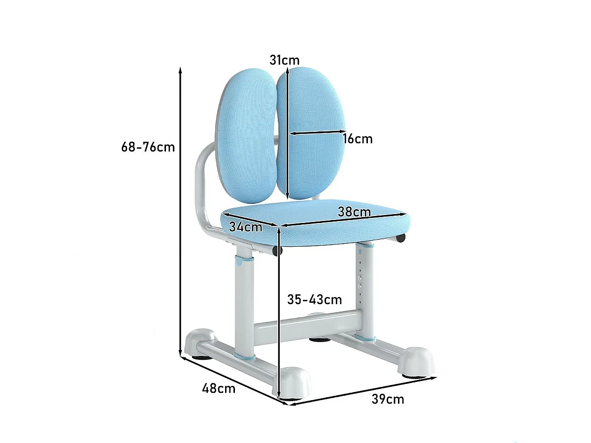Kinderschreibtischstuhl Kinderstuhl mit doppelter Rückenstütze & verstellbarer Höhe gepolsterter Computerstuhl