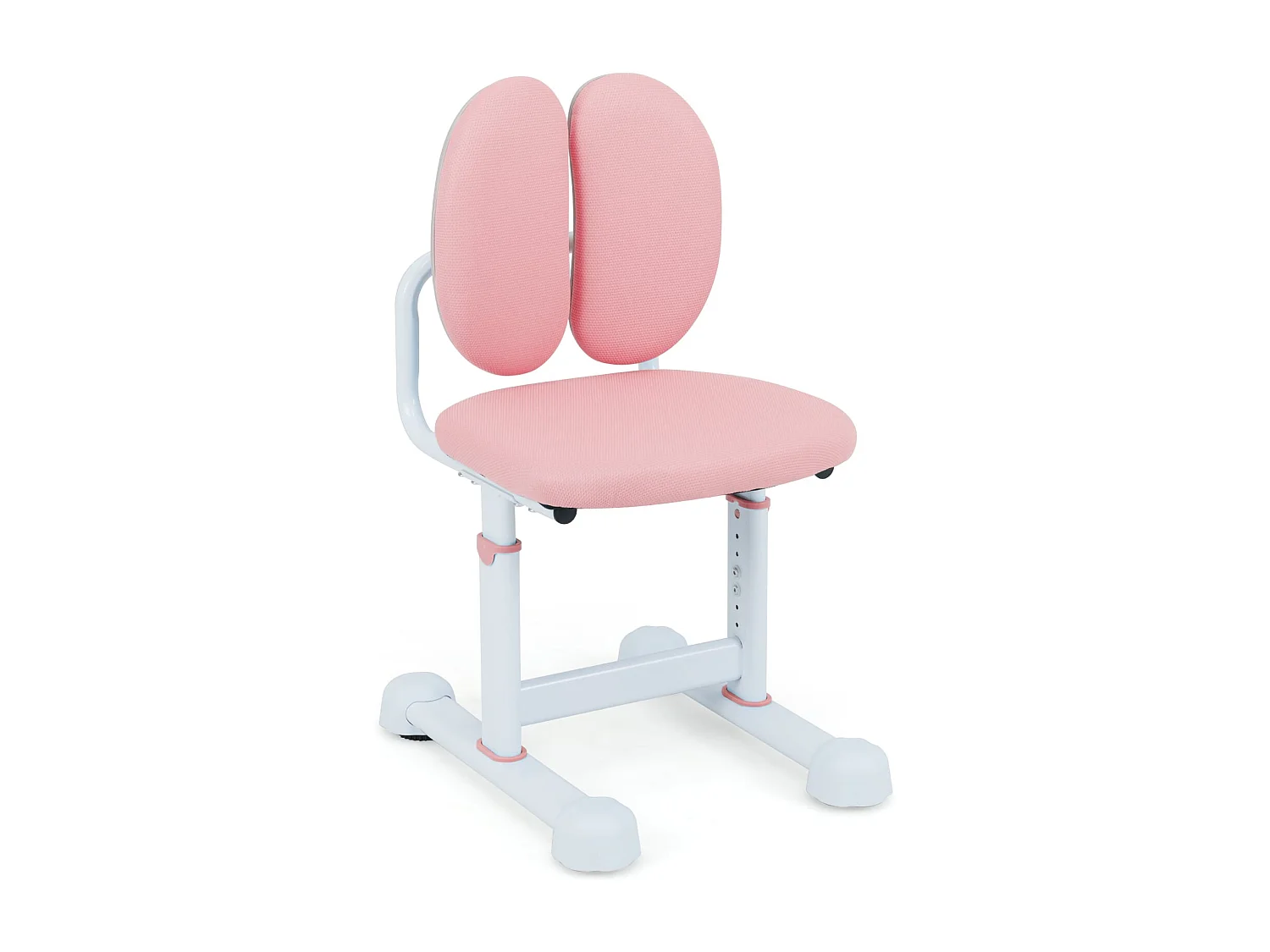 Sedia per studiare con doppio supporto lombare e altezza regolabile, Sedia da compiti imbottita per casa e scuola Rosa