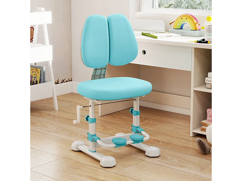 Kinderschreibtischstuhl ergonomischer Kinderstuhl mit verstellbarer Doppelrückenlehne Fußstütze Sitzhöhe Rosa