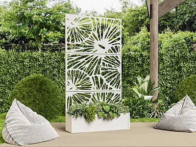Fioriera da appoggio con griglia a motivo L92 x P32.5 x H173 cm Bianco - ENATAS