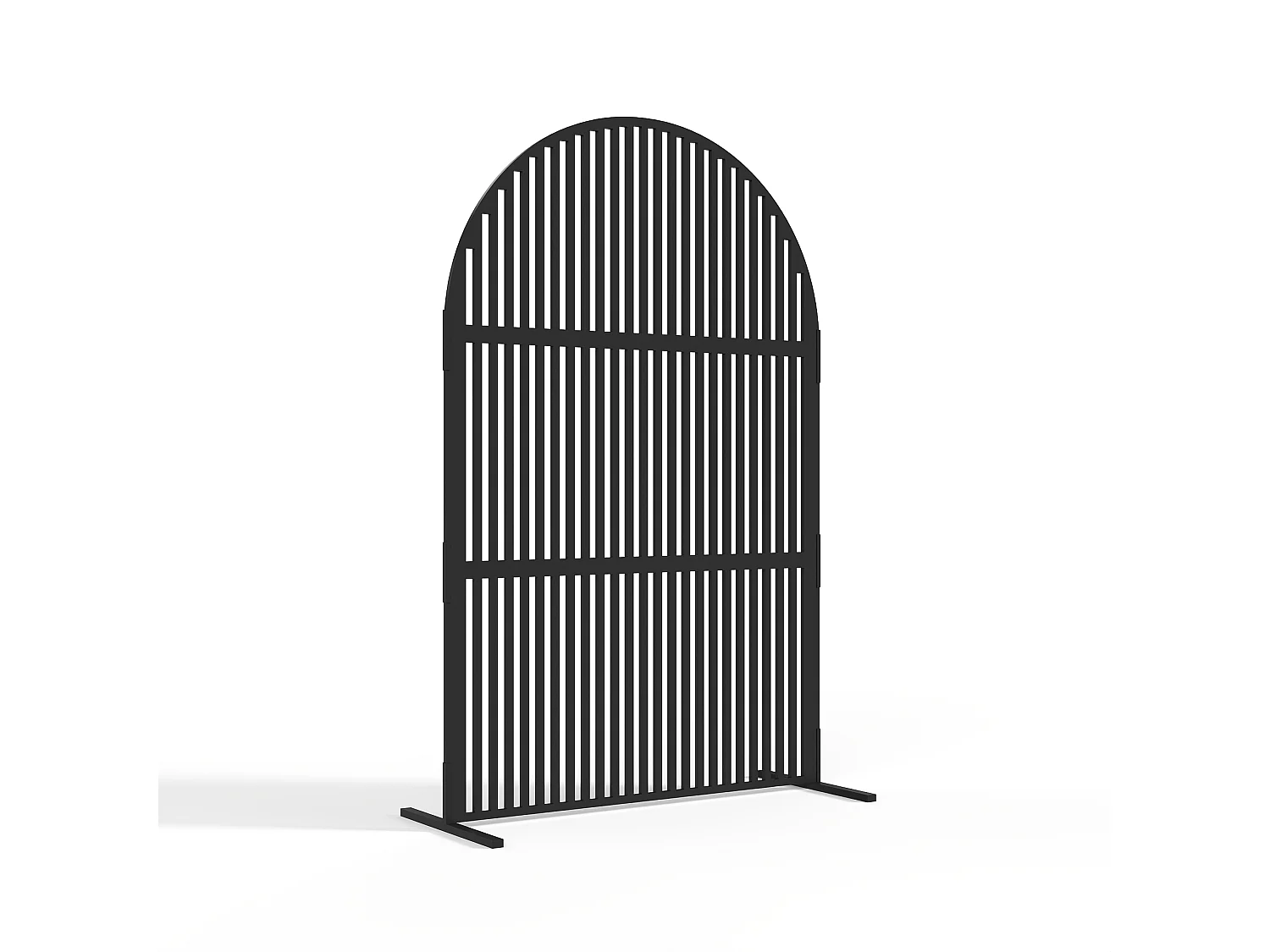 Paravent d'extérieur arqué ajouré en métal - L117 x H188 cm - Noir - TARRION