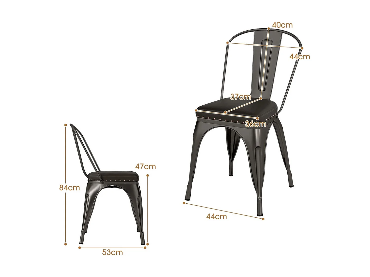 Zestaw Krzesła do jadalni metalowe Krzesło do kuchni 4 szt
