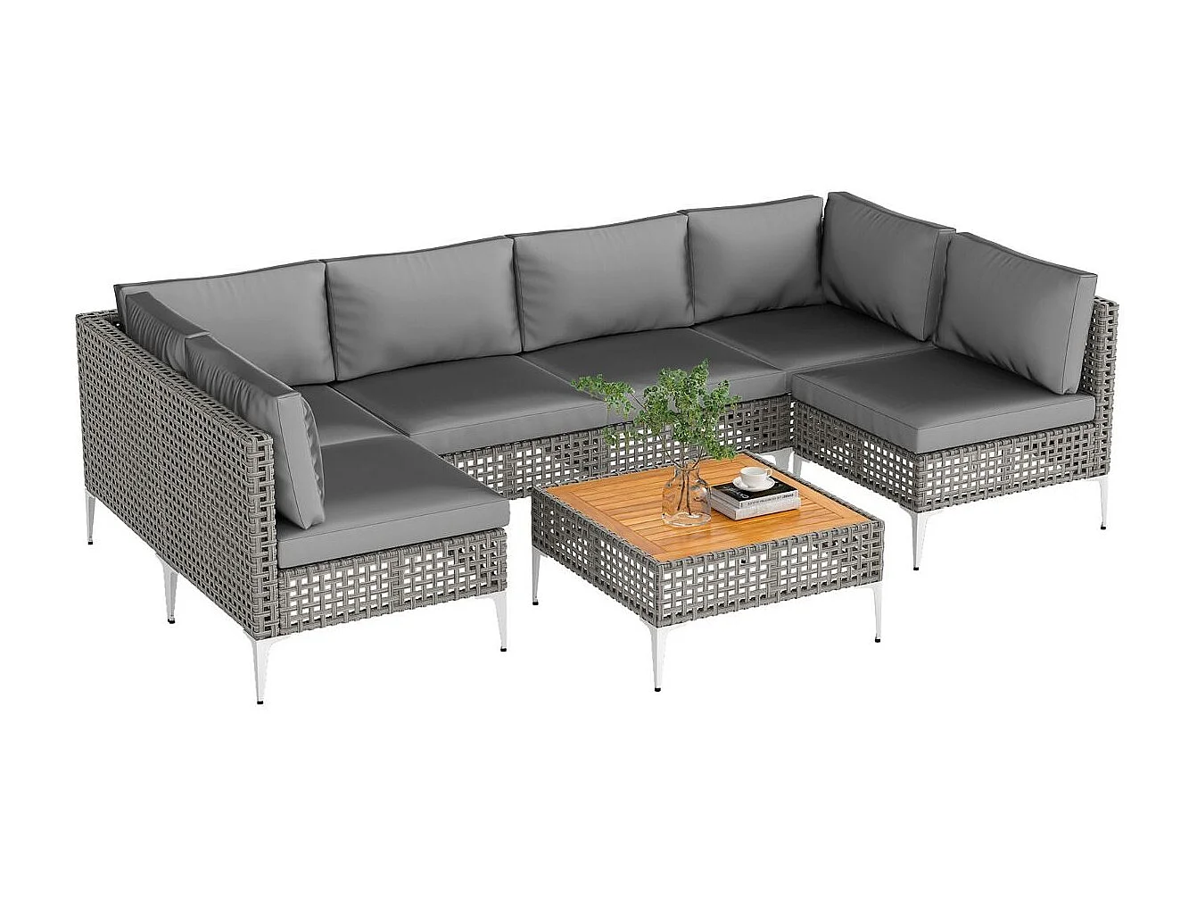 Lounge meubles Outdoor rotin salon de jardin avec table et coussins librement combinables Set de meubles de jardin