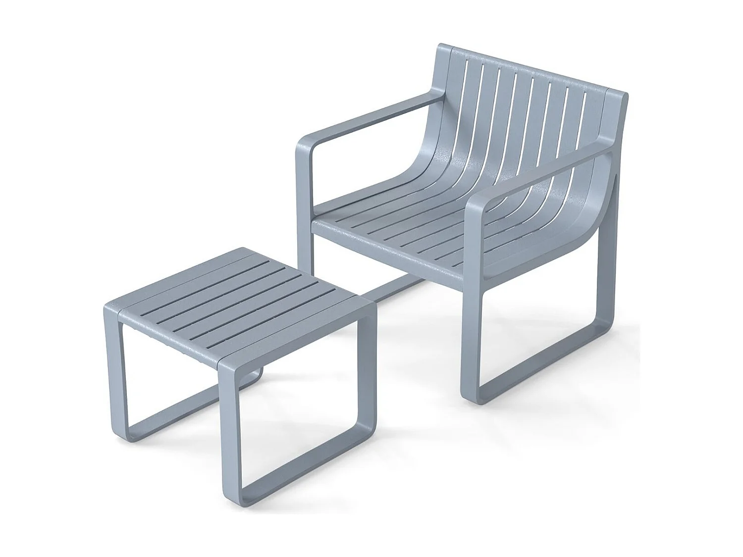 Set di mobili da patio a 2 pezzi da caffè quadrato, Sedia in pp resistente alle intemperie con tavolino Grigio