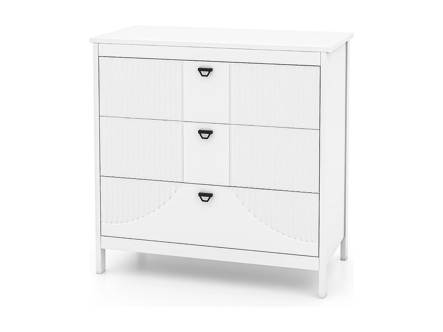 Holz Kommode mit 3 Schubladen & Metallgriffe Modern Sideboard Schubladenschrank