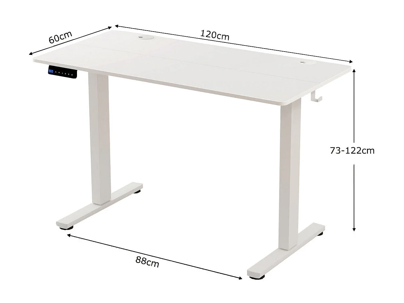 Scrivania elettrica da stare in piedi con 3 impostazioni di altezza memorizzabili, Scrivania da ufficio Bianco