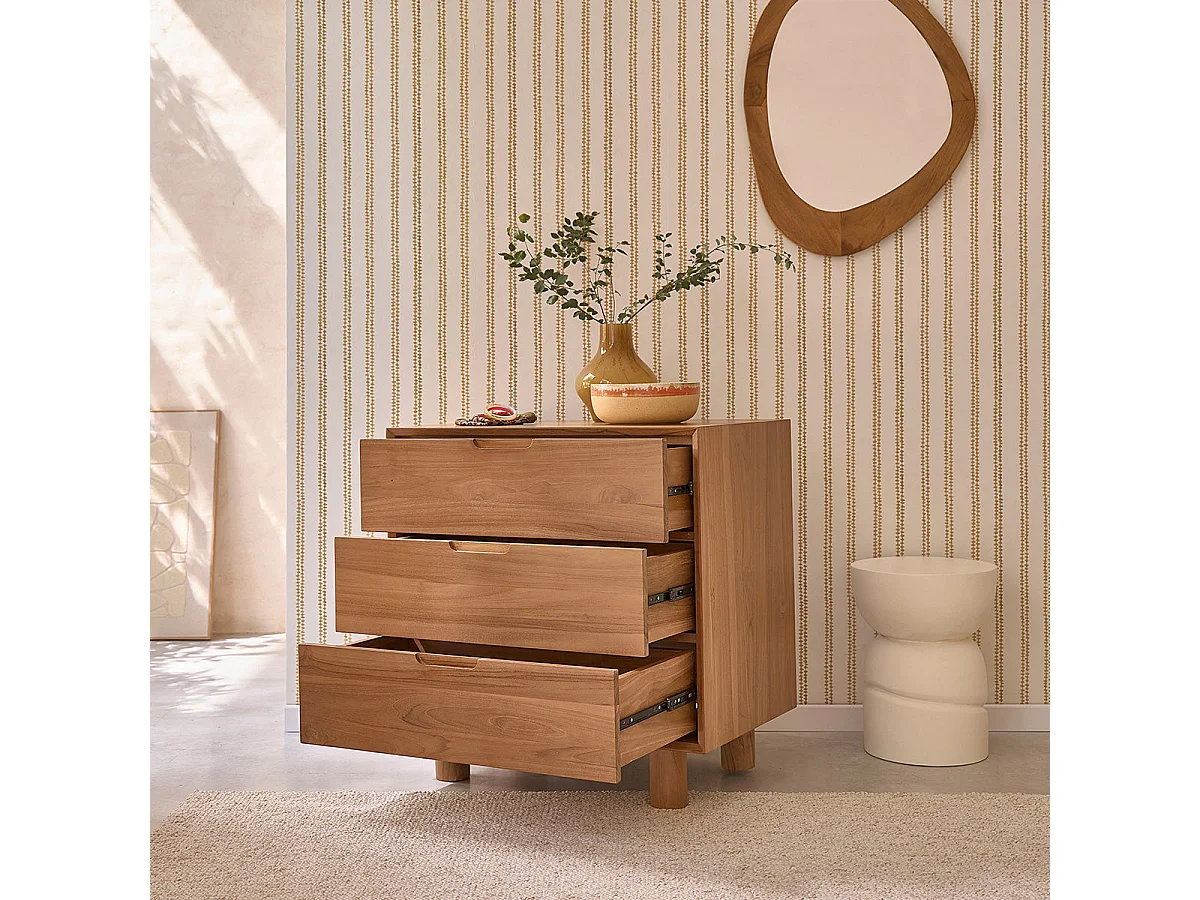 Cómoda de teca maciza 80 cm