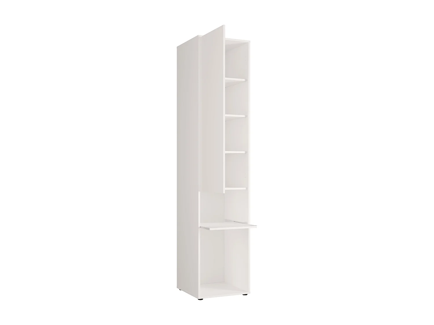 Lit escamotable vertical 140 x 200 cm - 1 colonne de rangement - Avec LEDs - Beige - RAPILI