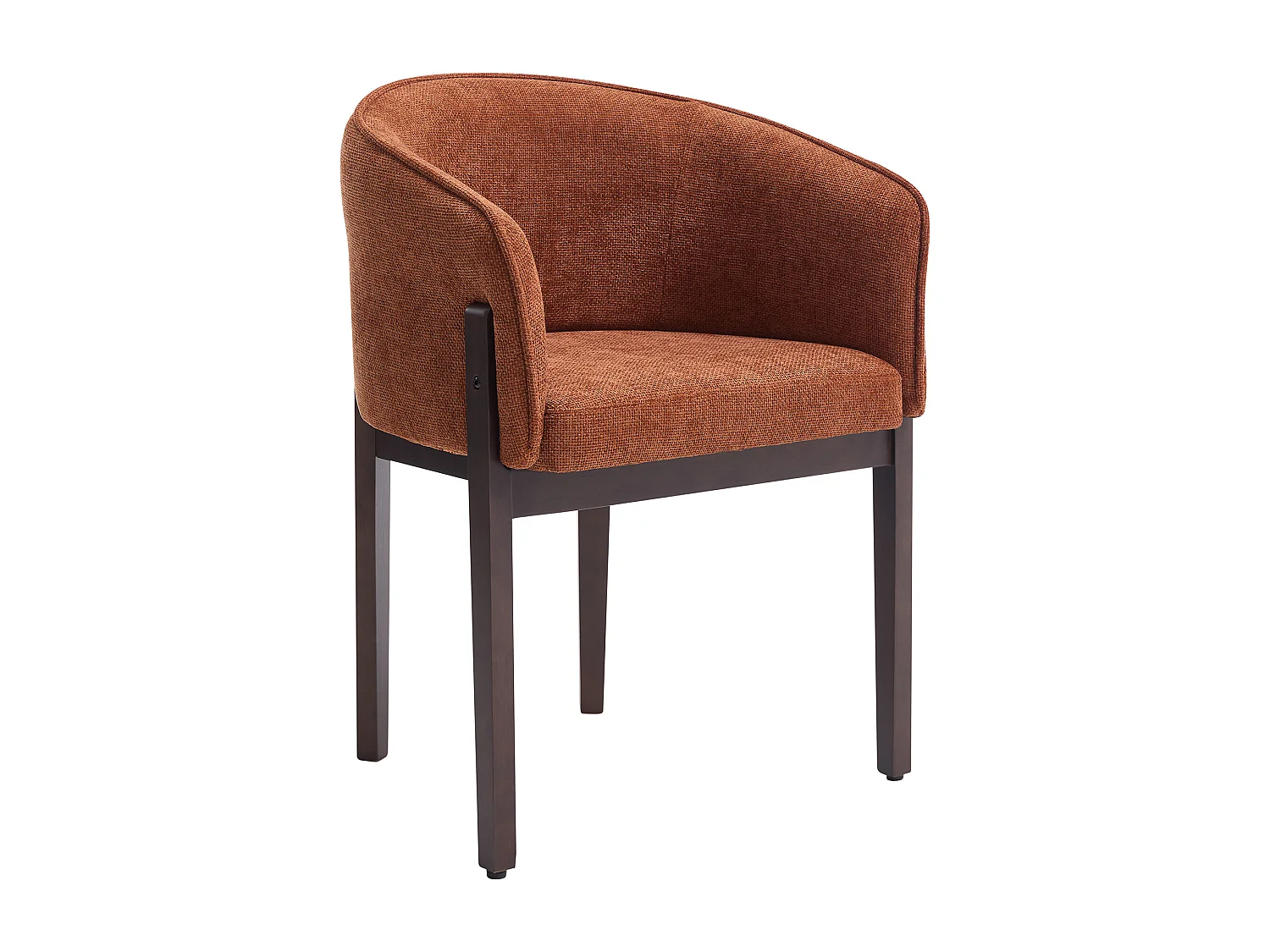 Lot de 6 chaises en tissu texturé et bois d'hévéa naturel foncé - Terracotta - LYLABA