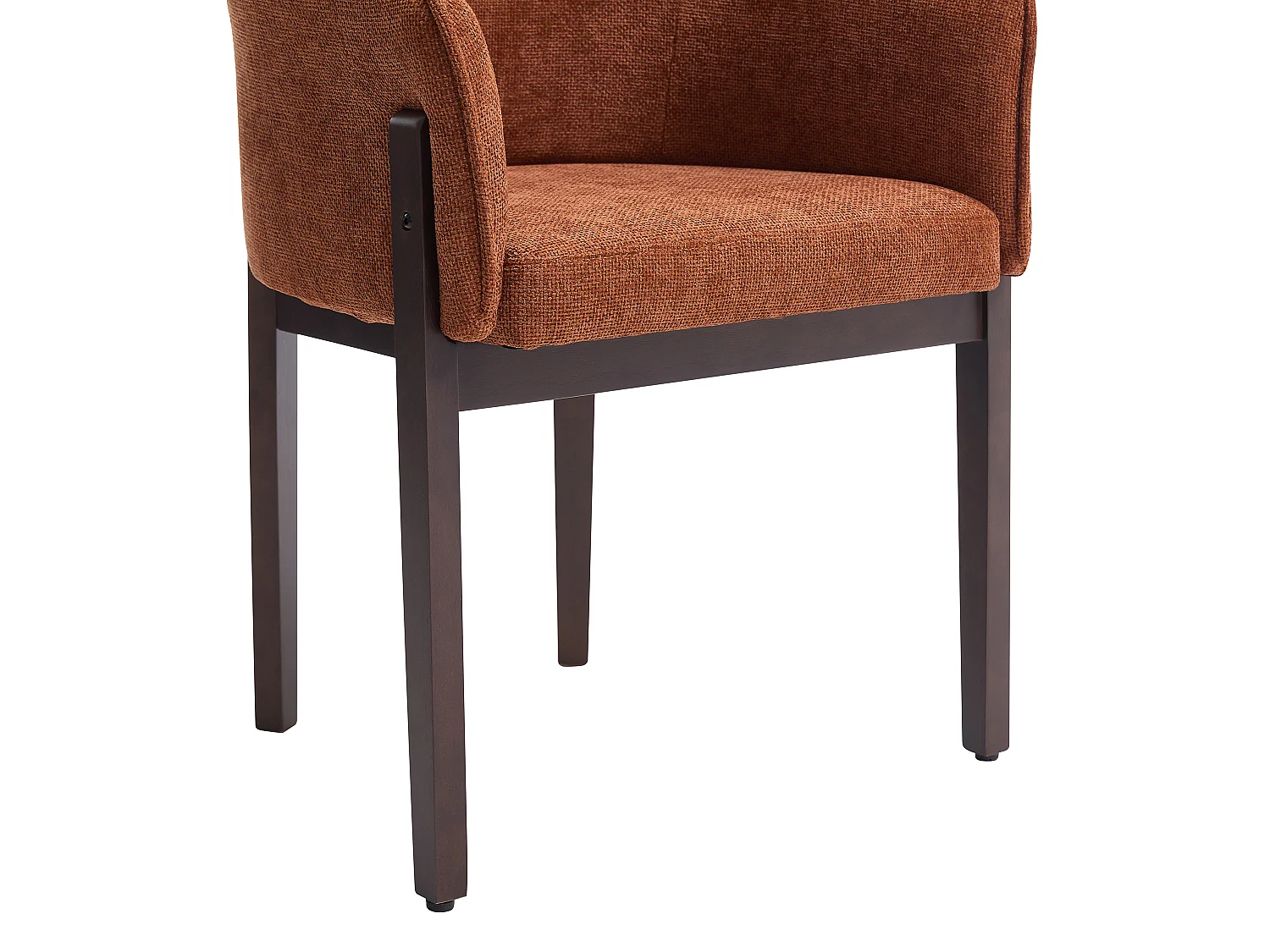 Lot de 6 chaises en tissu texturé et bois d'hévéa naturel foncé - Terracotta - LYLABA