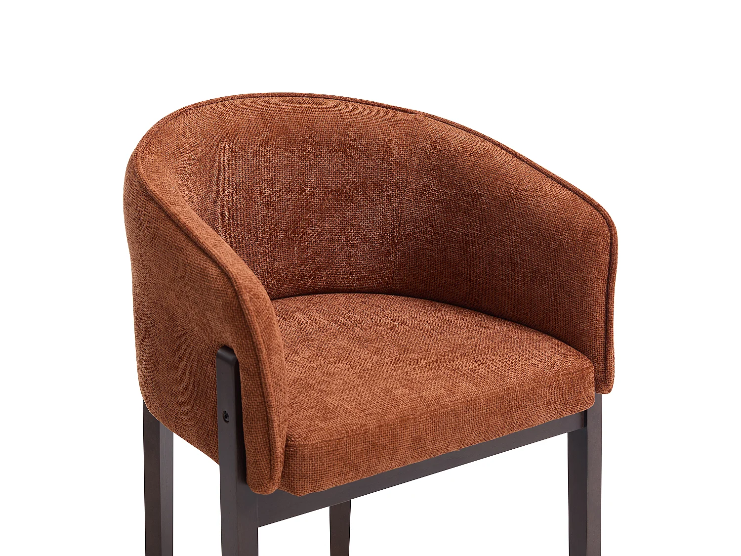 Lot de 6 chaises en tissu texturé et bois d'hévéa naturel foncé - Terracotta - LYLABA