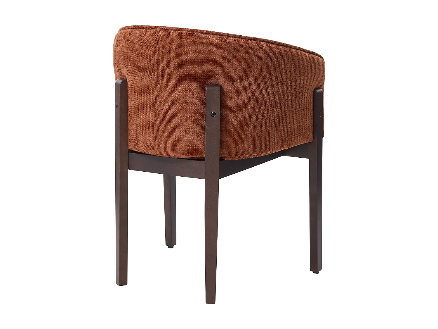 Lot de 6 chaises en tissu texturé et bois d'hévéa naturel foncé - Terracotta - LYLABA