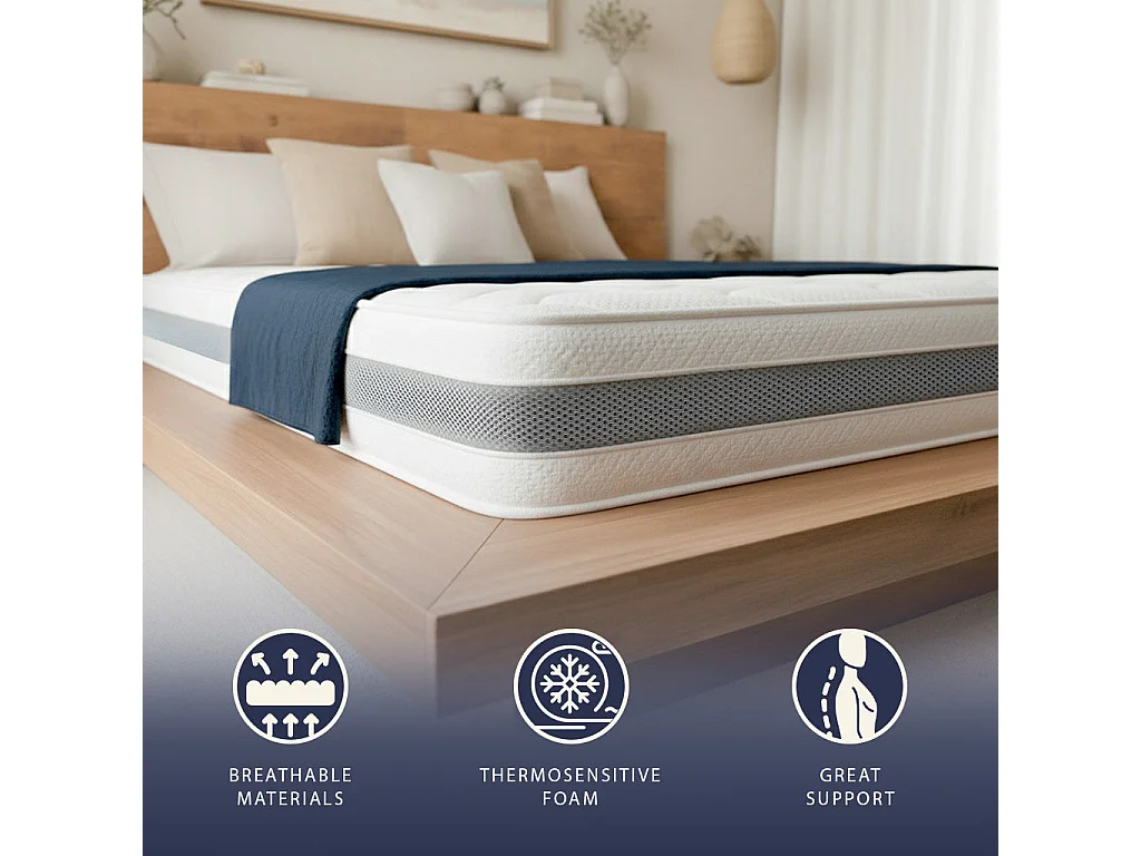 The White Stone Materasso Matrimoniale 160x200 Waterfoam Termosensibile | Alta Rigidità, Traspirante e Anallergico | Comfort Stabile e Sostegno Ergonomico