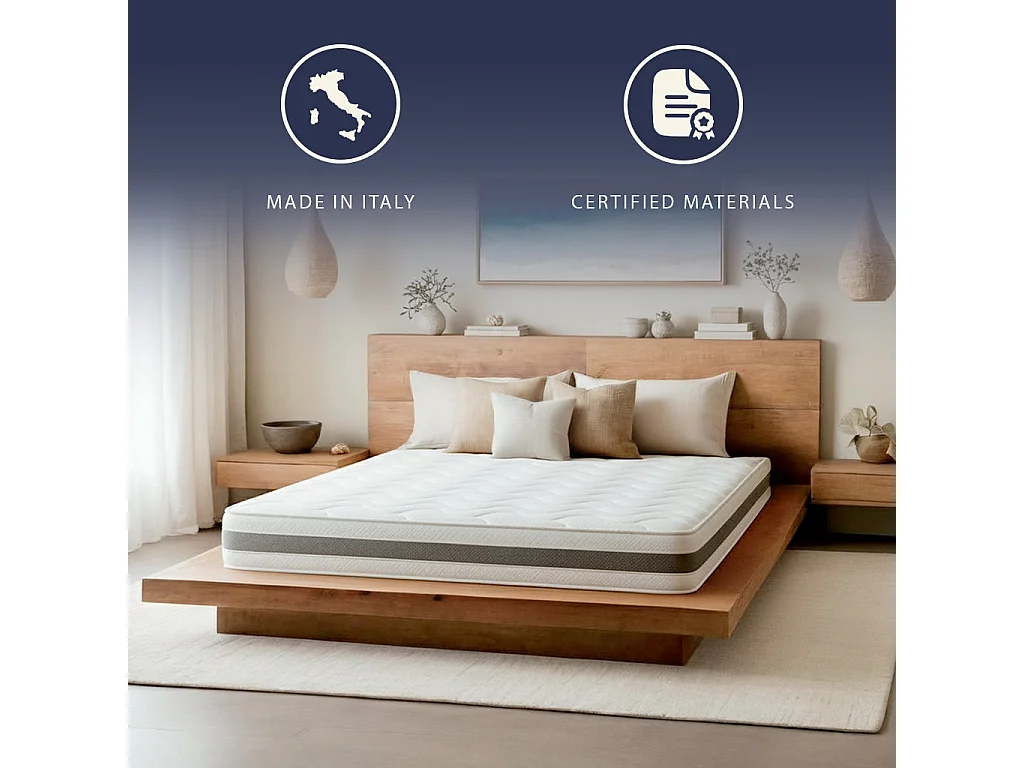 The White Stone Materasso Singolo 90x200 Waterfoam Termosensibile | Alta Rigidità, Traspirante e Anallergico | Comfort Stabile e Sostegno Ergonomico