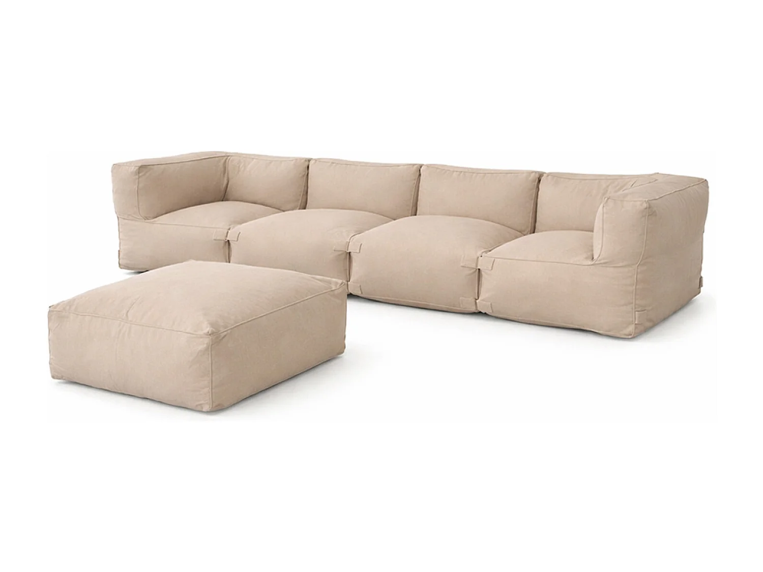 Salon de jardin modulable 5 places beige en tissu déperlant PRAIANO