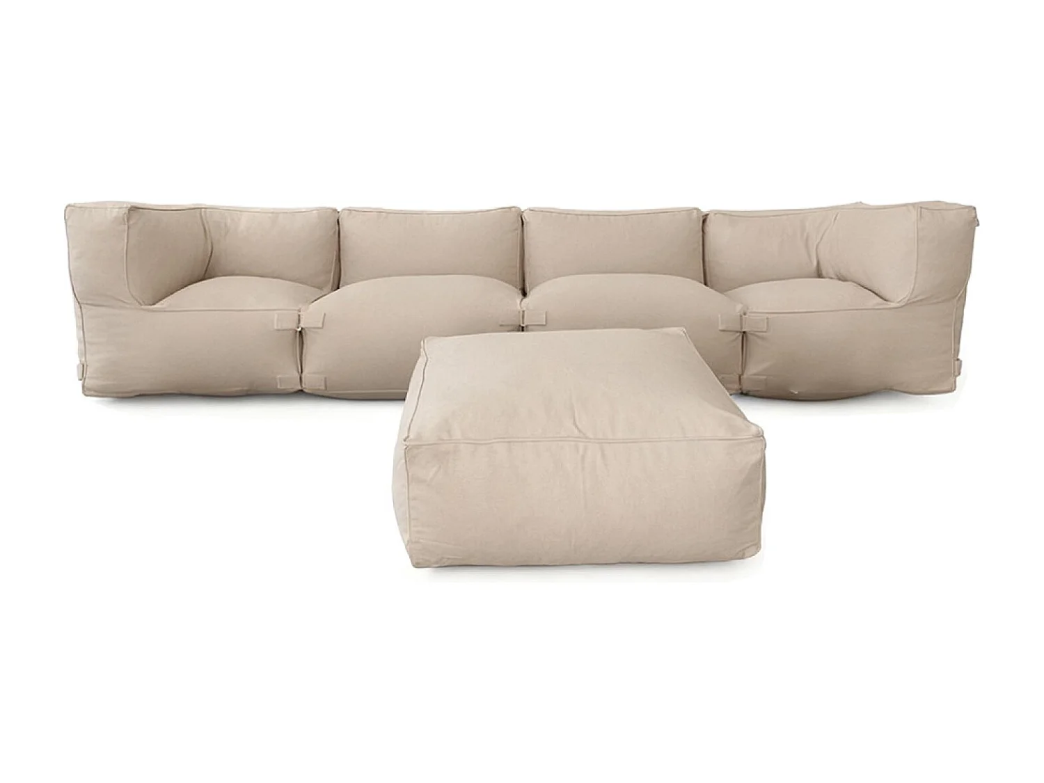 Salon de jardin modulable 5 places beige en tissu déperlant PRAIANO