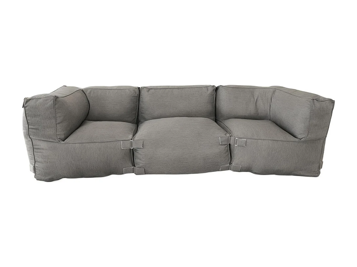 Salon de jardin modulable 3 places gris en tissu déperlant PRAIANO