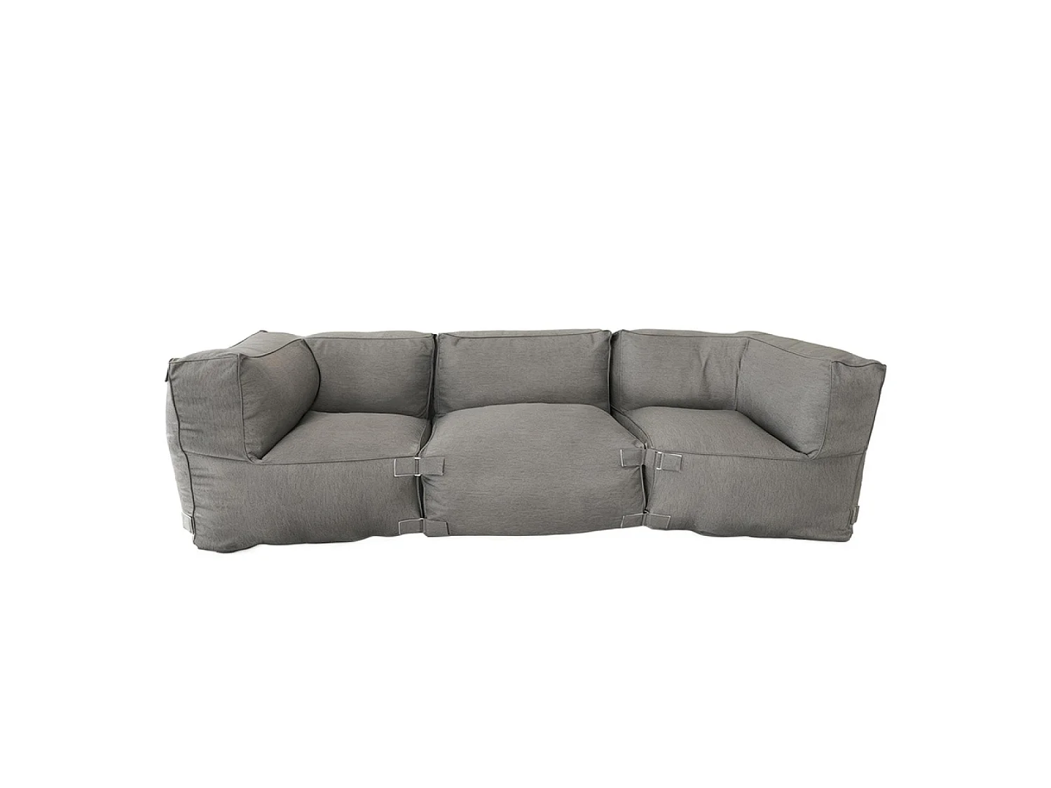 Salon de jardin modulable 3 places gris en tissu déperlant PRAIANO
