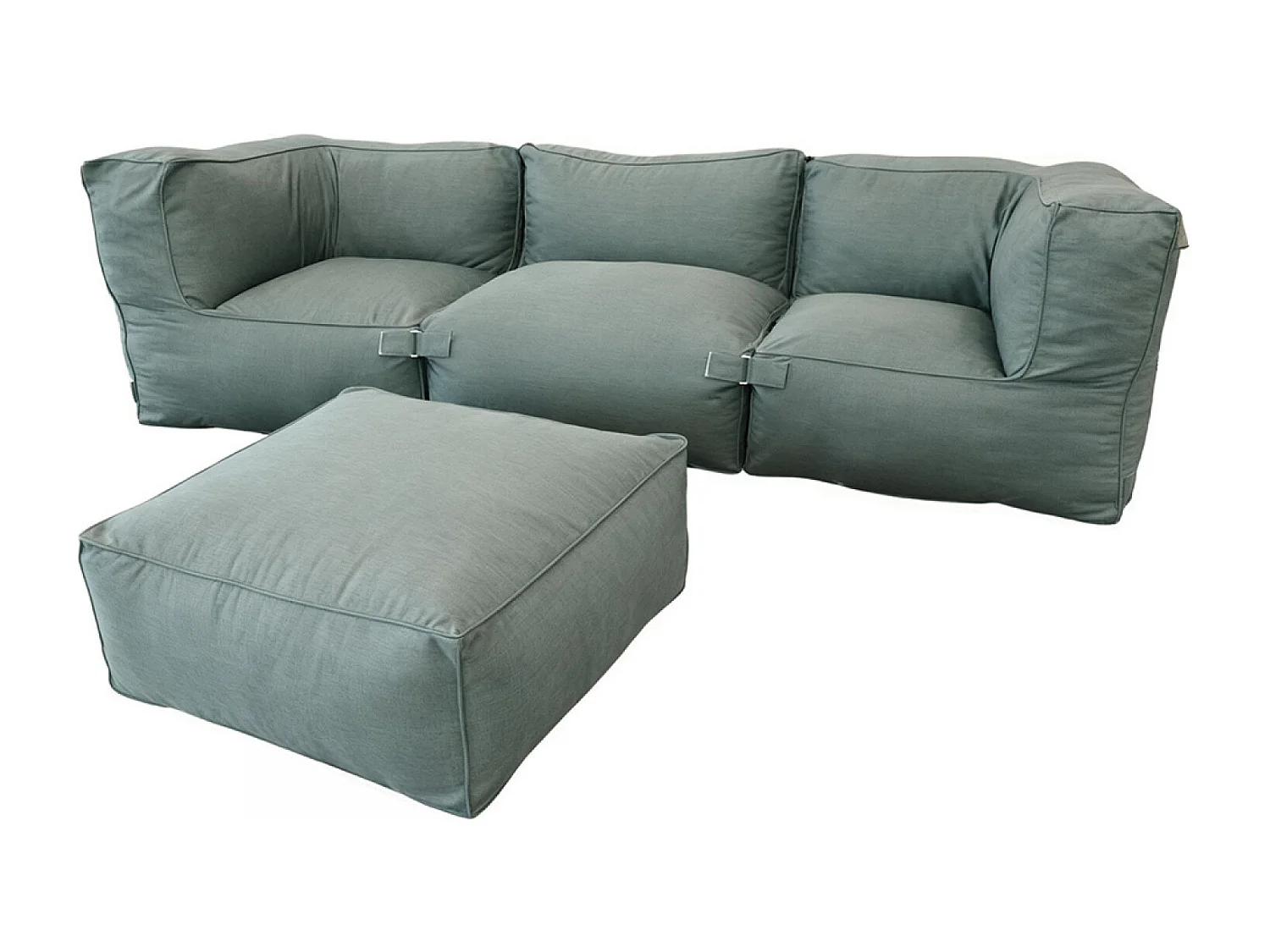 Salon de jardin modulable 4 places vert en tissu déperlant PRAIANO