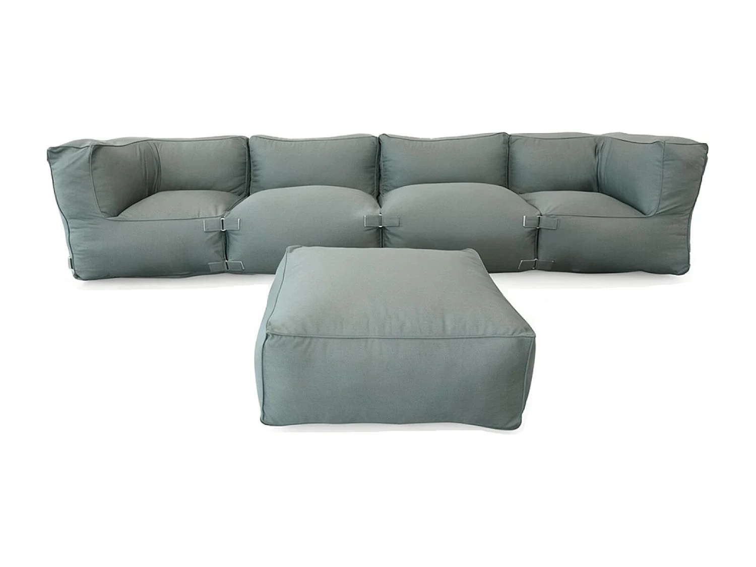 Salon de jardin modulable 5 places vert en tissu déperlant PRAIANO