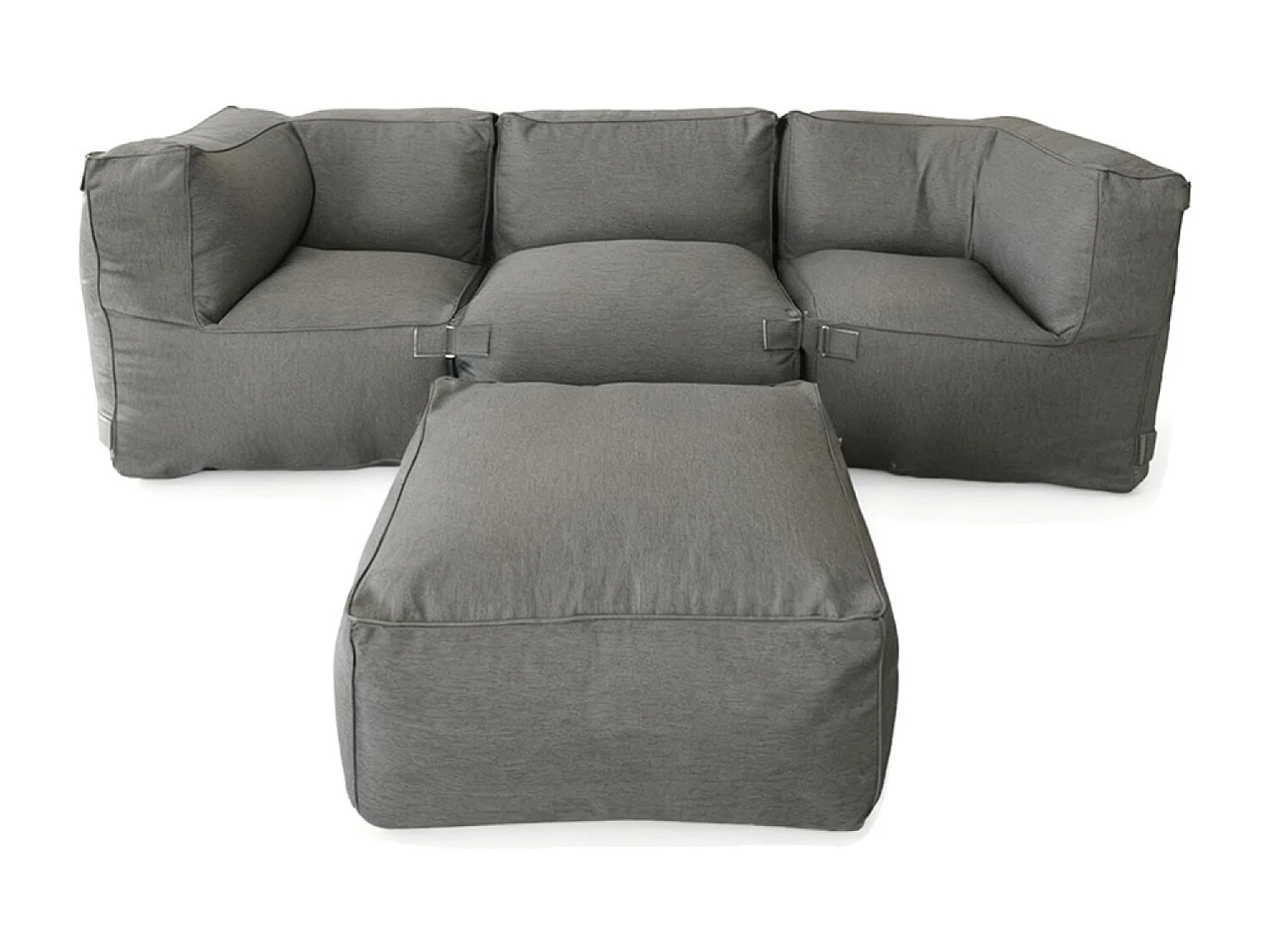 Salon de jardin modulable 4 places gris en tissu déperlant PRAIANO