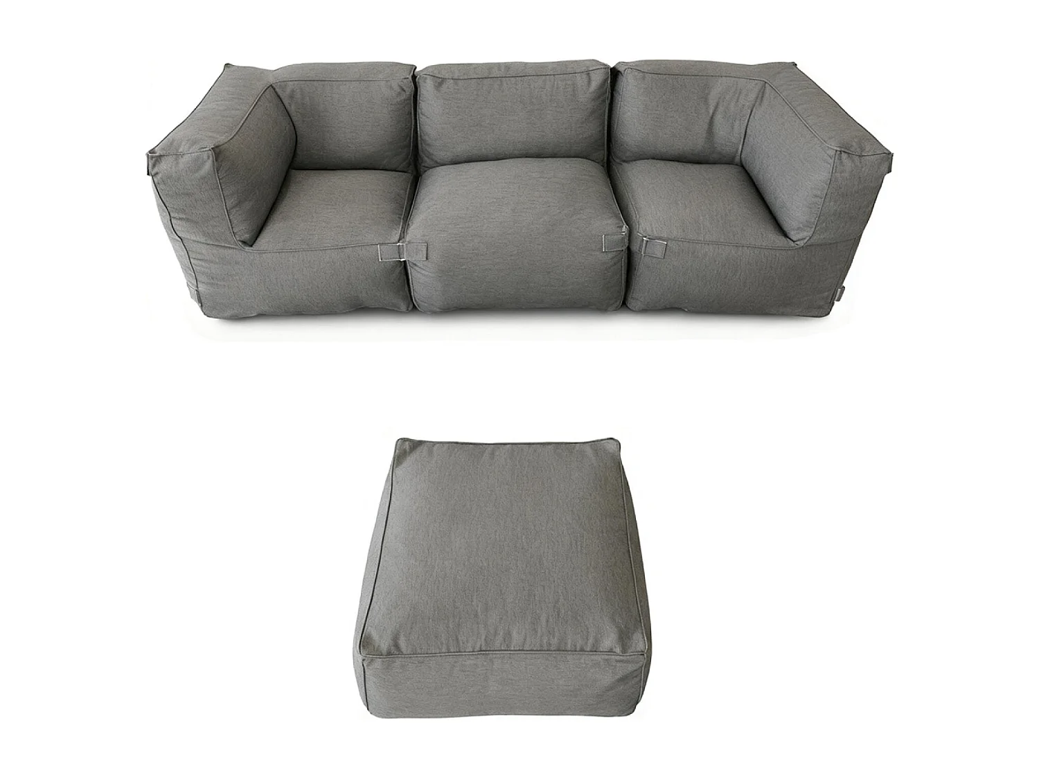 Salon de jardin modulable 4 places gris en tissu déperlant PRAIANO