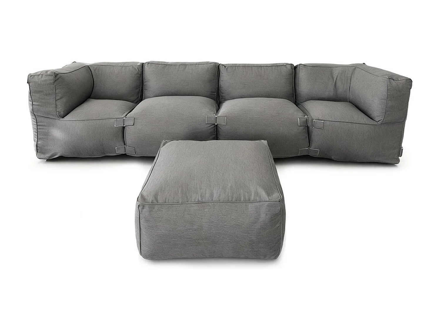 Salon de jardin modulable 5 places gris en tissu déperlant PRAIANO