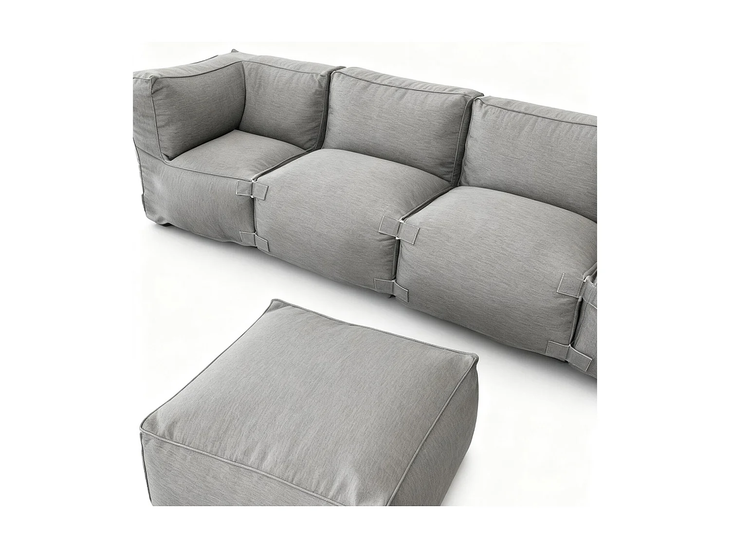 Salon de jardin modulable 5 places gris en tissu déperlant PRAIANO