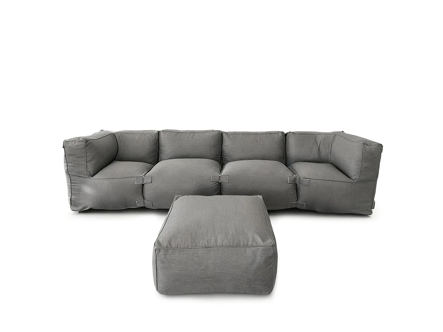 Salon de jardin modulable 5 places gris en tissu déperlant PRAIANO