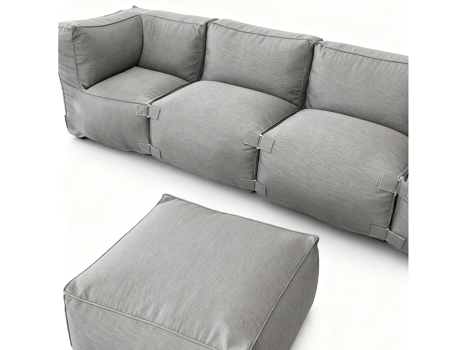 Salon de jardin modulable 5 places gris en tissu déperlant PRAIANO