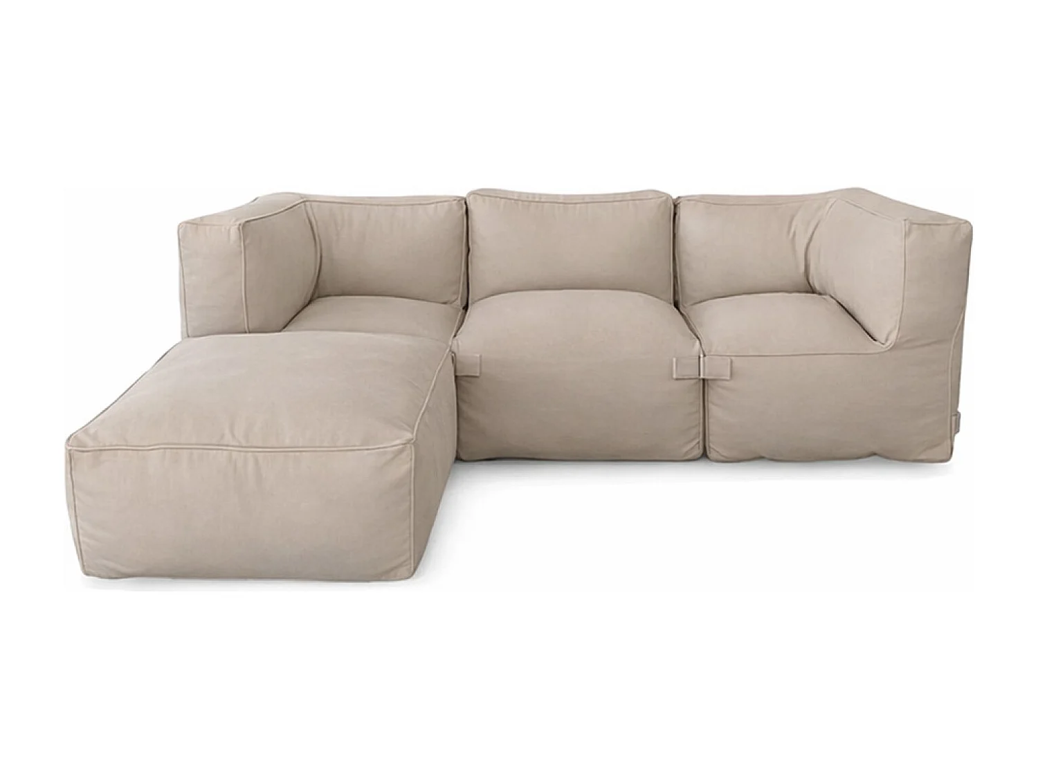 Salon de jardin modulable 4 places beige en tissu déperlant PRAIANO