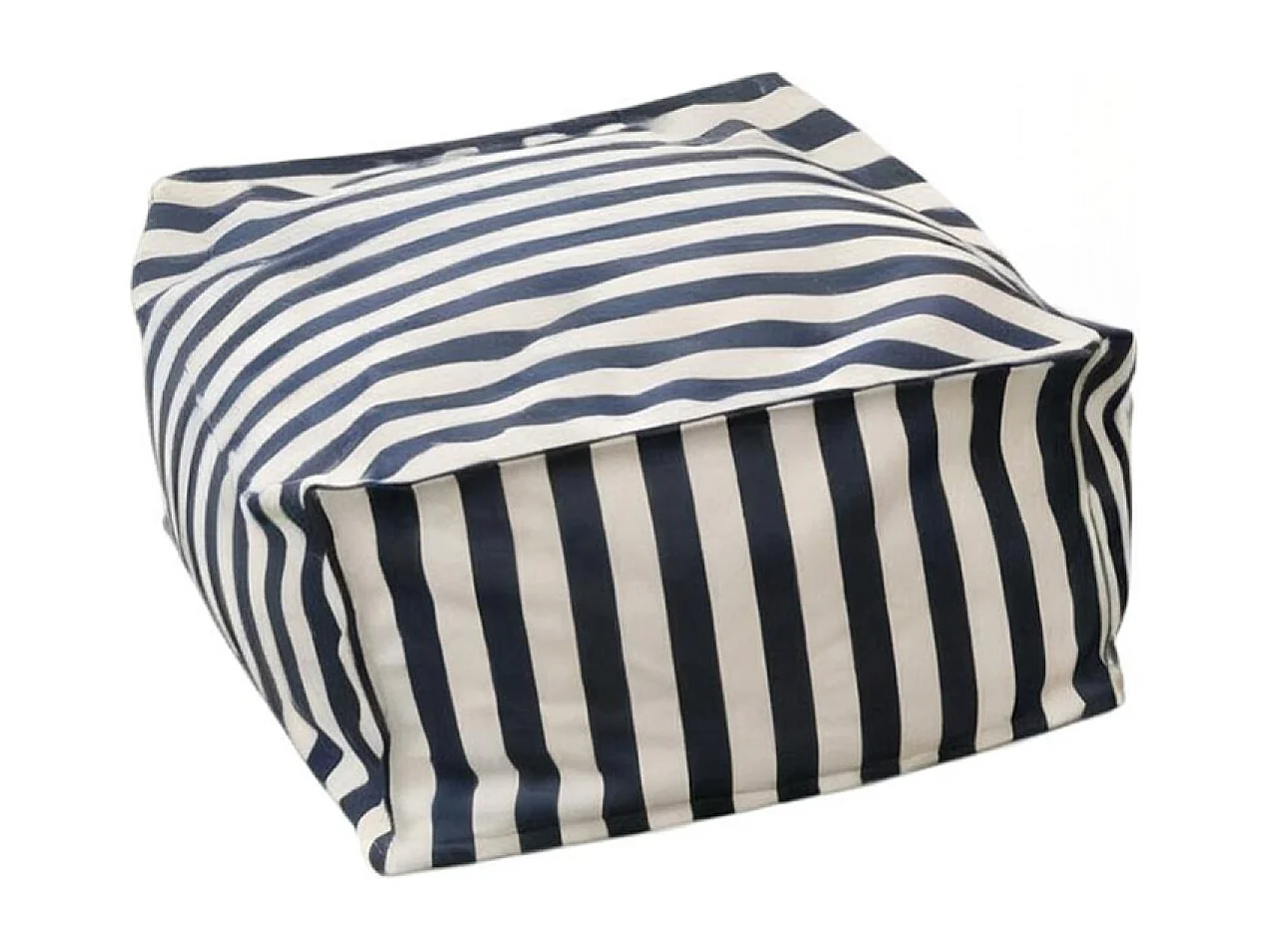 Pouf exterieur rayé bleu déperlant 55x65x35 cm POSITANO