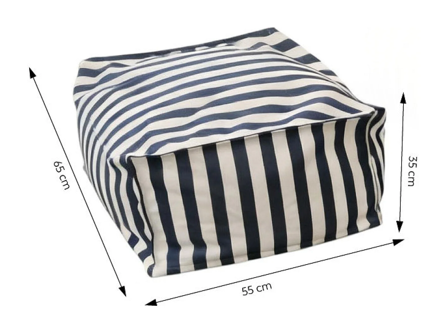 Pouf exterieur rayé bleu déperlant 55x65x35 cm POSITANO