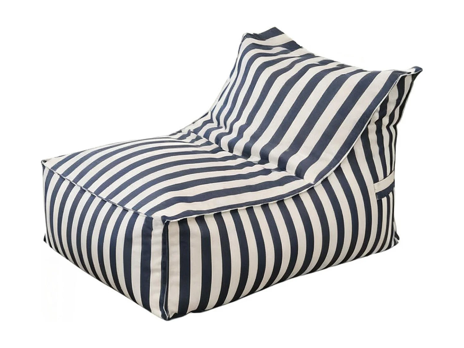 Pouf exterieur rayé bleu déperlant 100x65x65 cm POSITANO