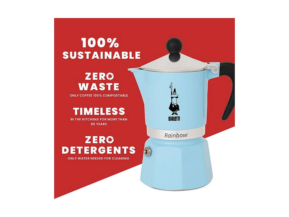Bialetti Rainbow Italiaanse Koffiezetter 6 Kopjes 270 ml Aluminium Lichtblauw