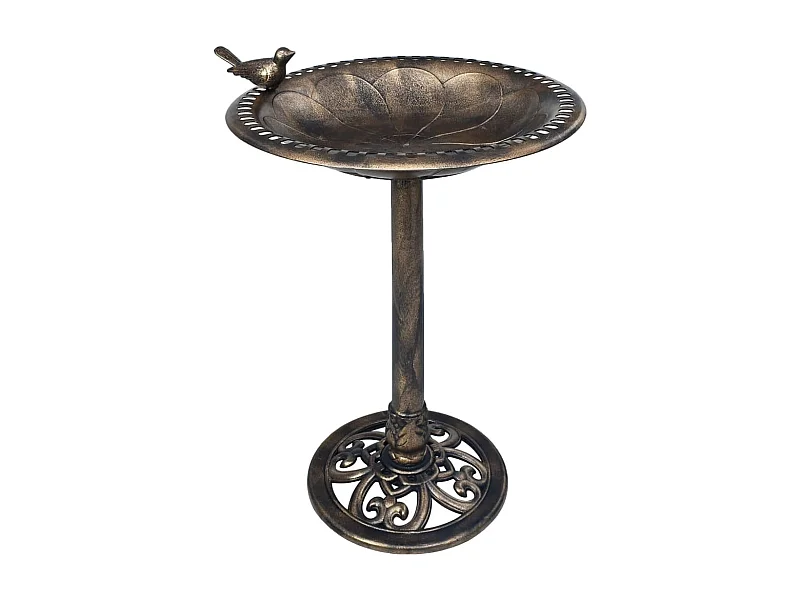 Vasca rotonda per uccelli da giardino in plastica bronzo, resistente alle intemperie, piedistallo stabile, 50x76 cm