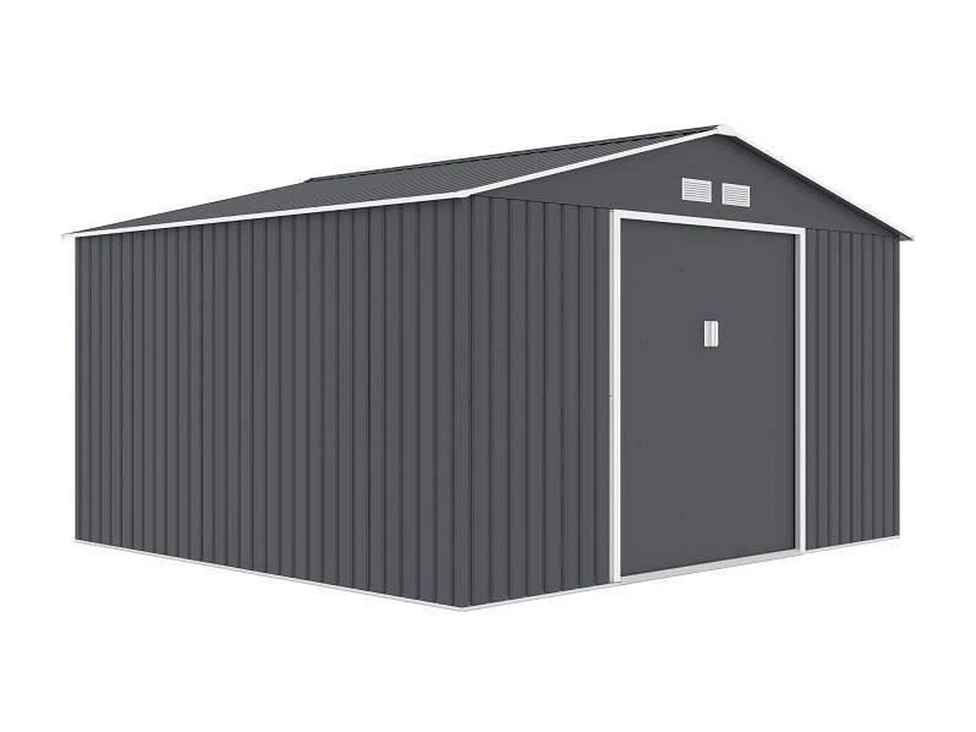 Abri de jardin en metal 10,78 m2 - Kit dancrage inclus - Gris anthracite