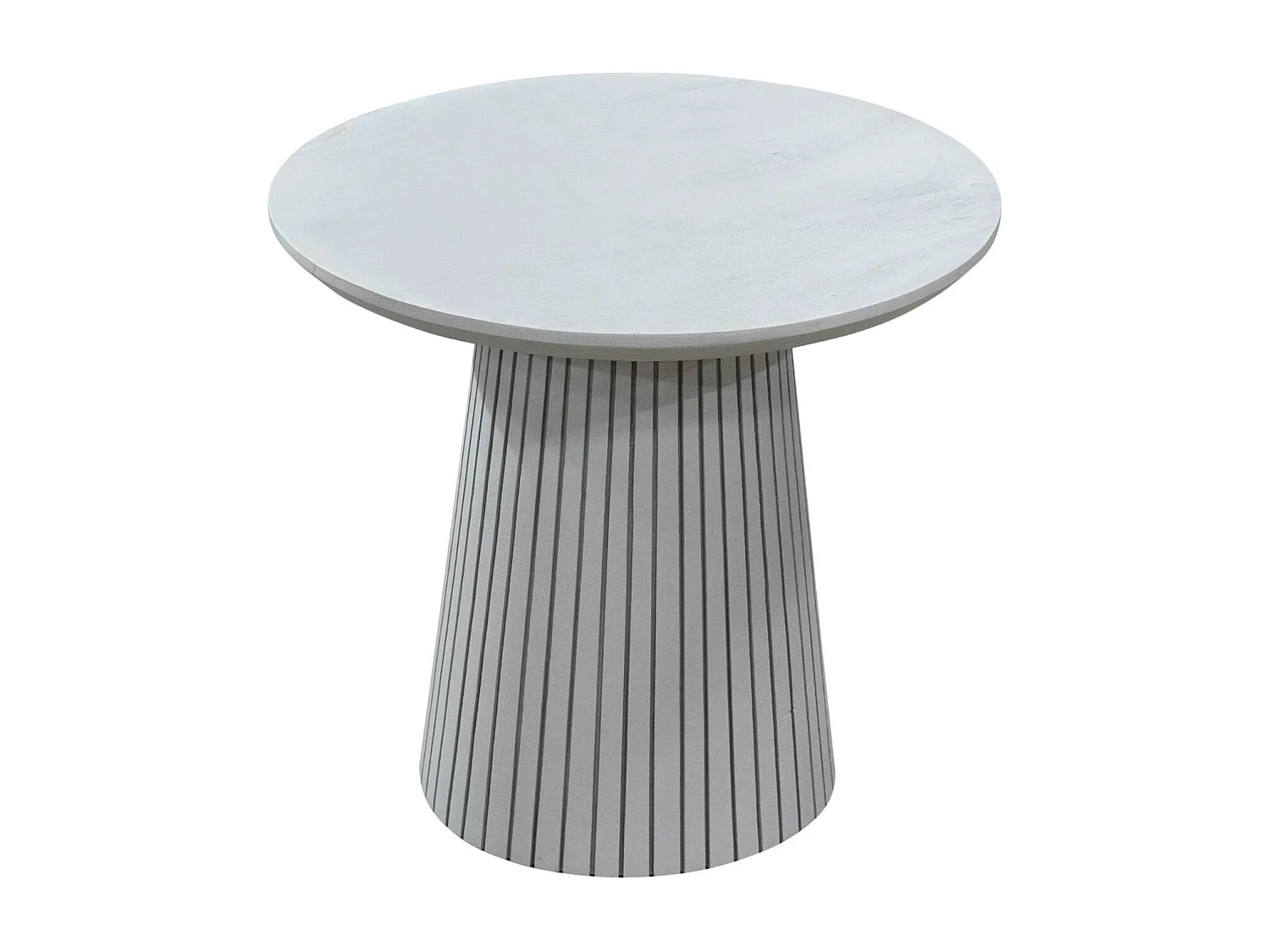 Petite table ronde bois gris à pied rainuré CALERO