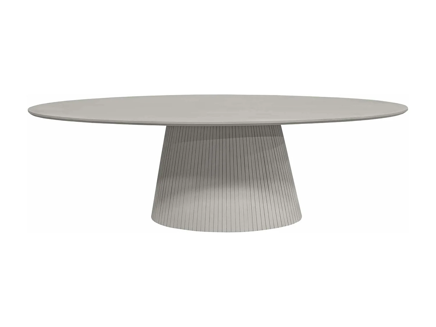 Table ovale bois gris à pied rainuré 210 cm CALERO