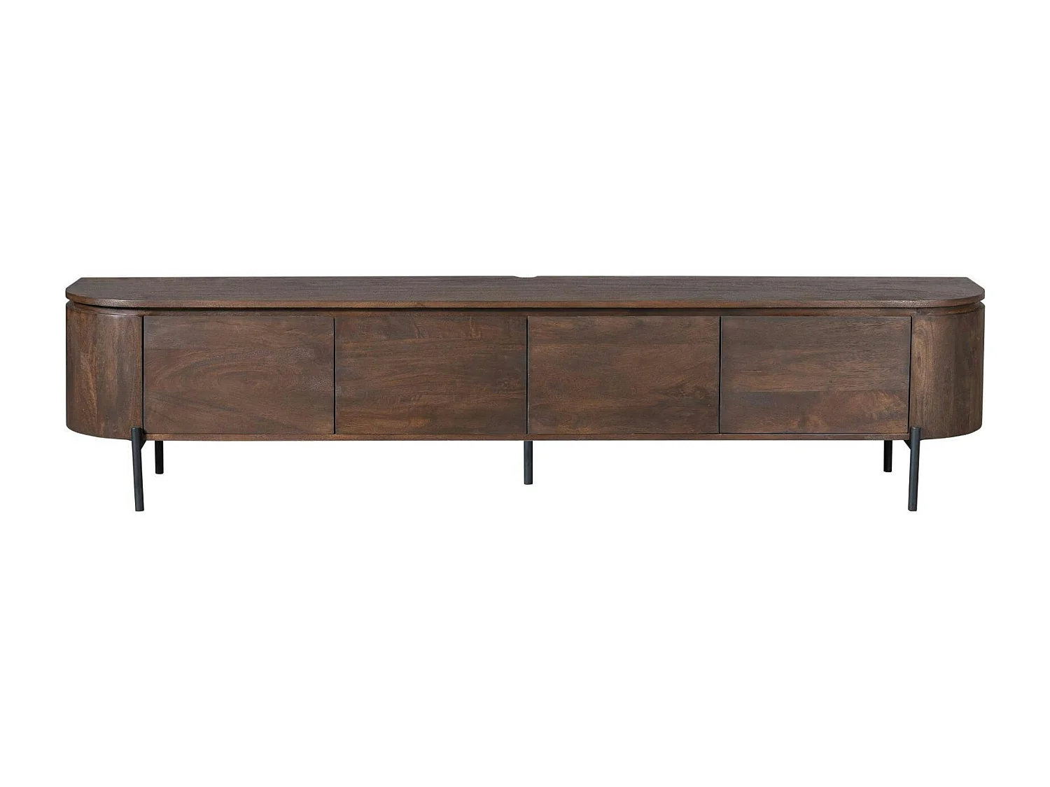 Long meuble TV suspendu bois foncé 240 cm AREZZO