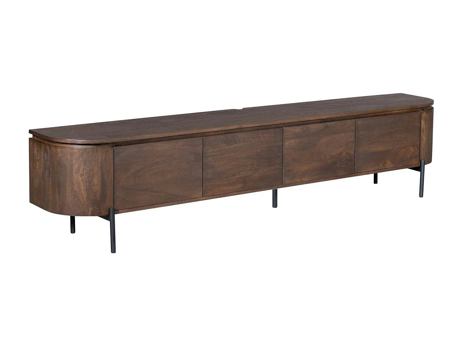 Long meuble TV suspendu bois foncé 240 cm AREZZO