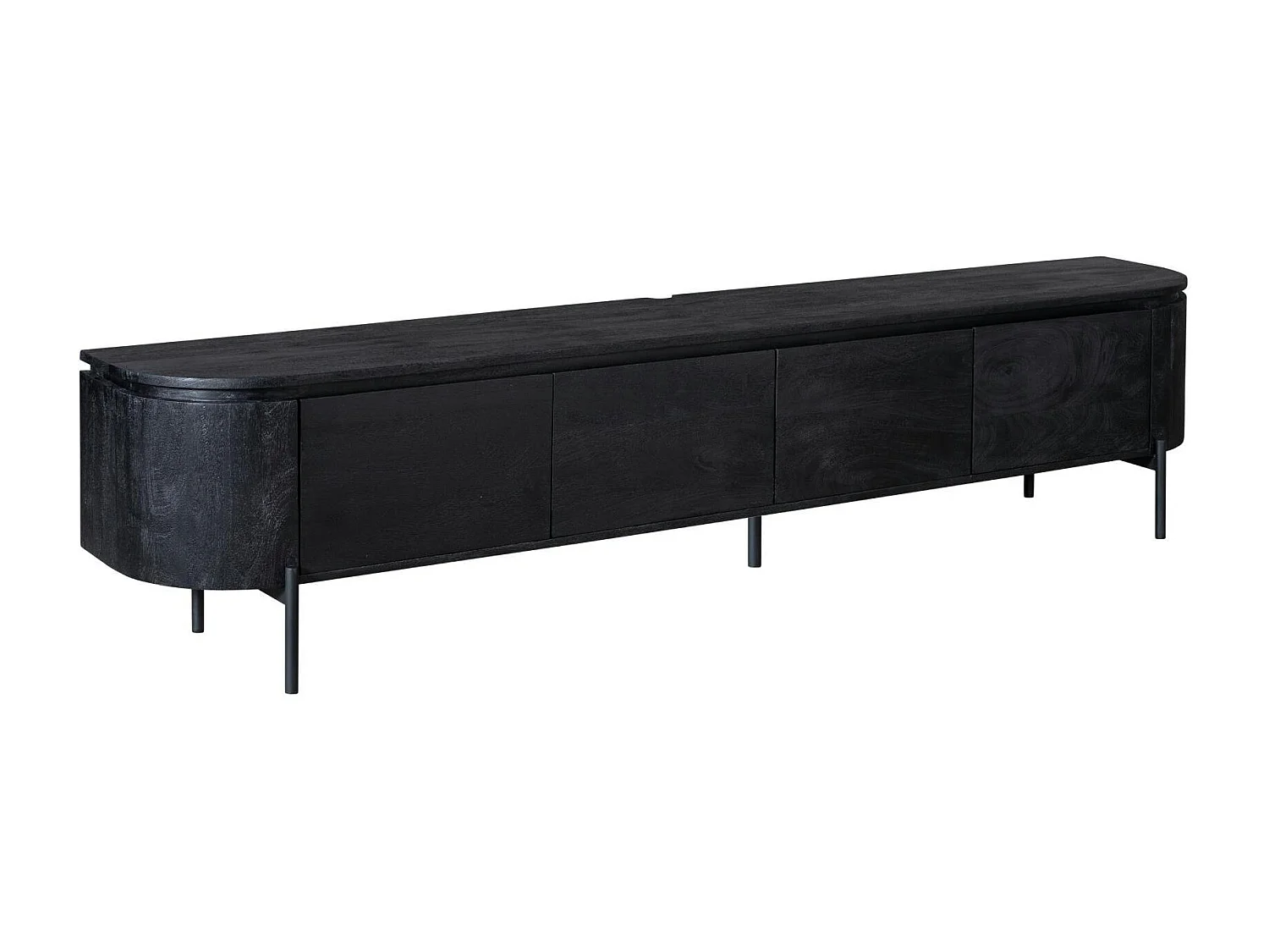 Long meuble TV suspendu bois noir 240 cm AREZZO