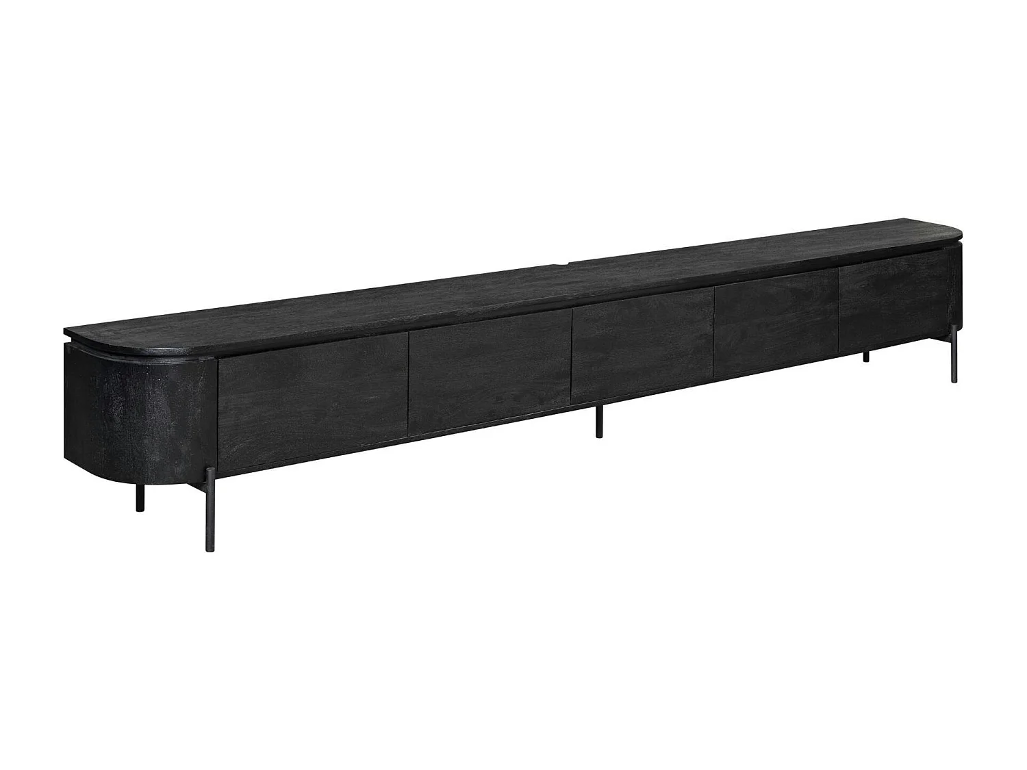 Long meuble TV suspendu bois noir 280 cm AREZZO
