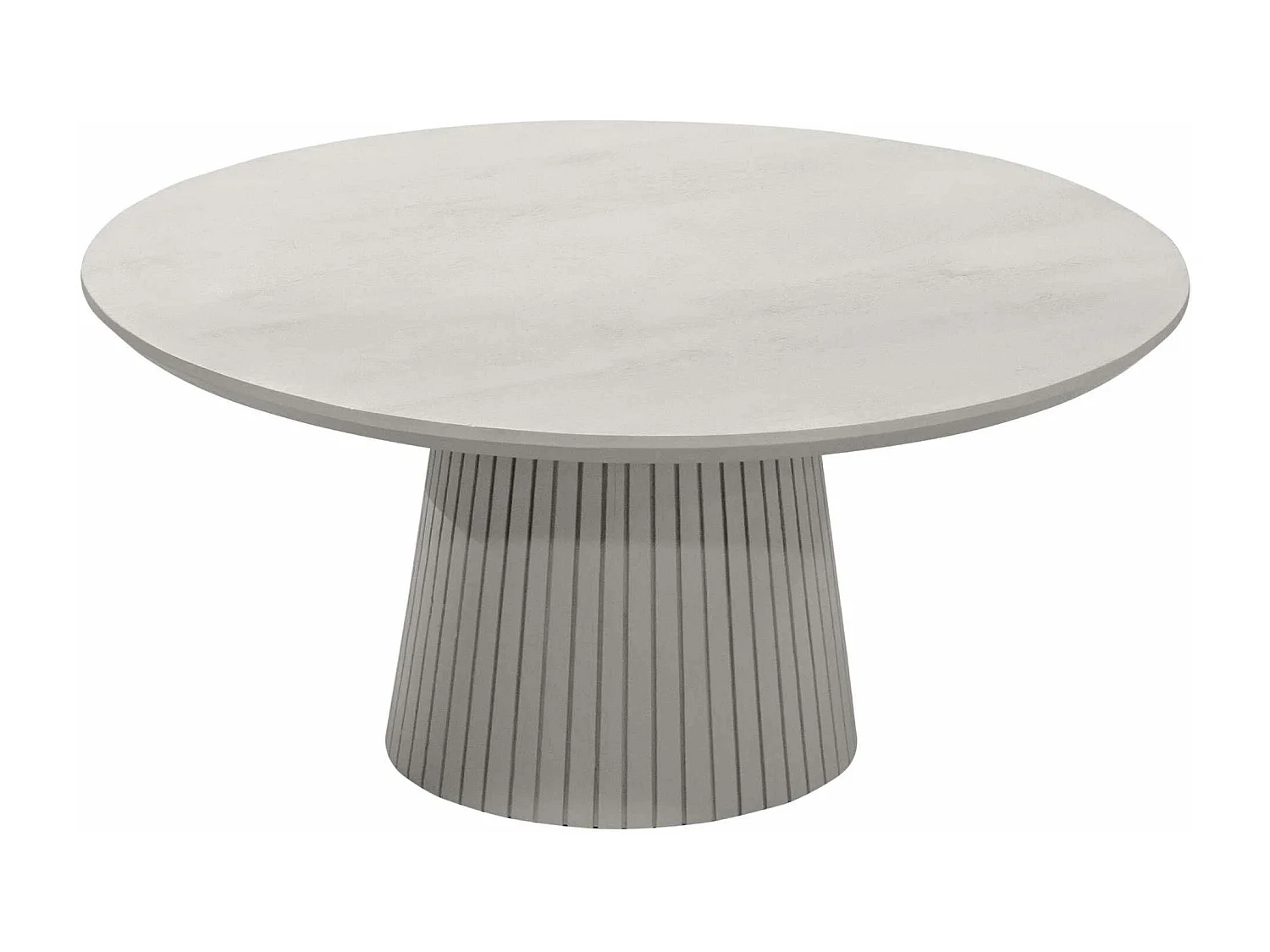 Table basse ronde bois gris à pied rainuré CALERO