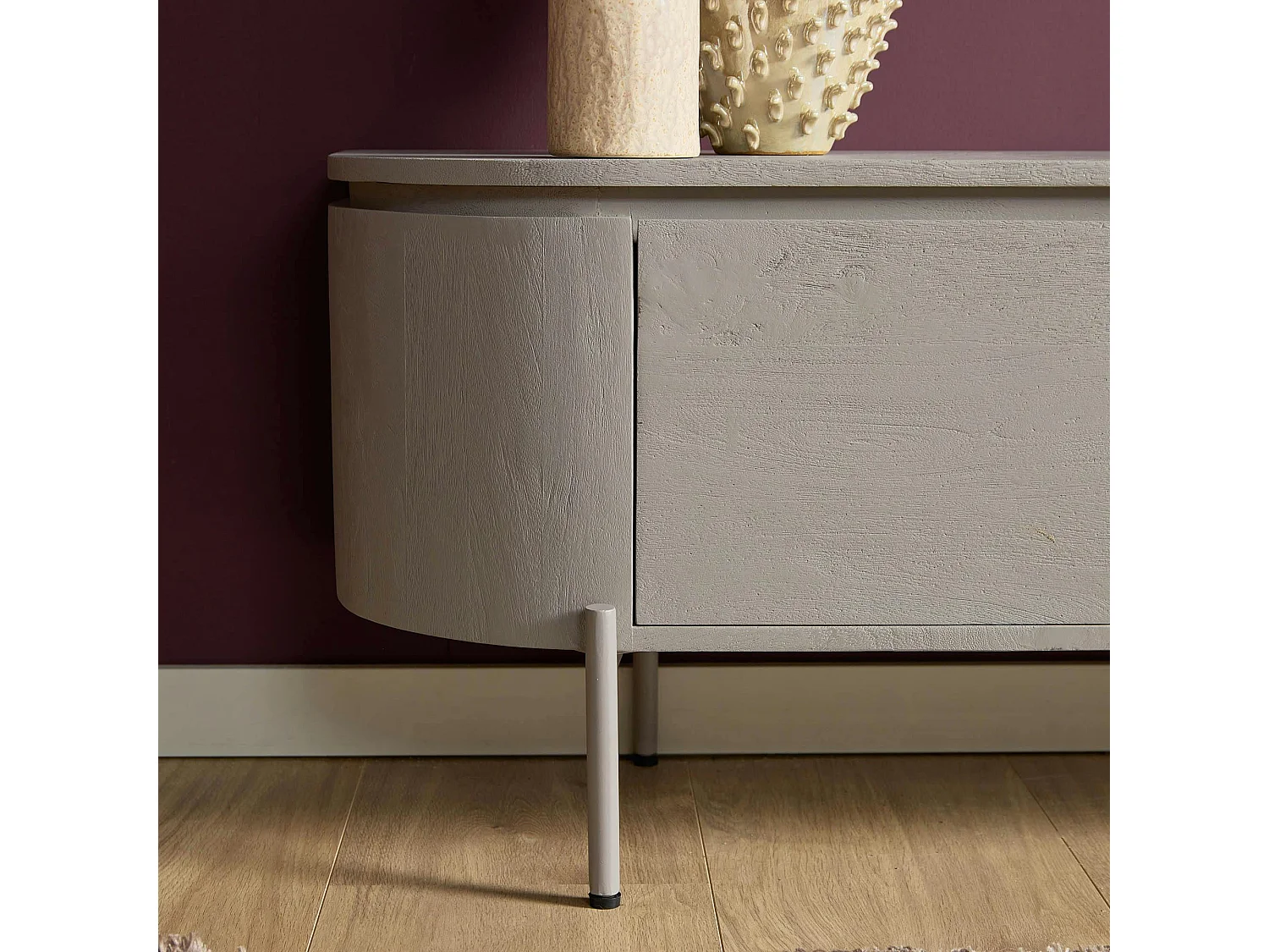Long meuble TV suspendu bois gris 280 cm AREZZO